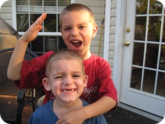 Sam trying his karate moves on Ben